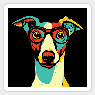 Whimsical Dog in Glasses – Retro Color Pop Pup Art Magnet